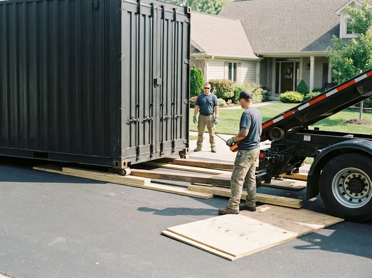 Driveway protection and delivery preparation for dumpster rental in Richardson, TX