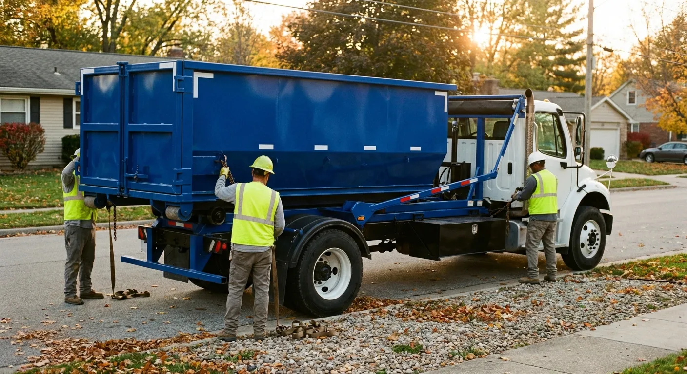 Roll-off dumpster delivery truck in Richardson, TX