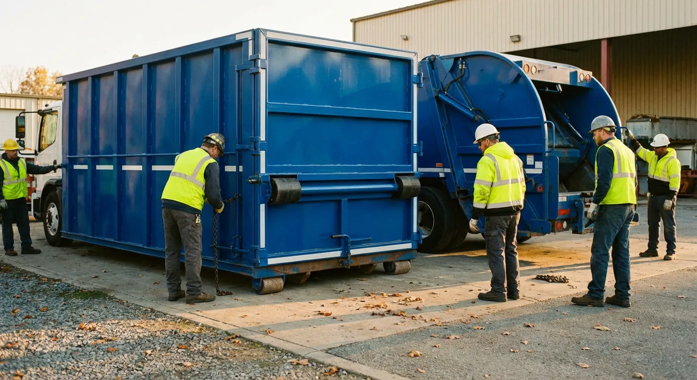 Roll-off dumpster loaded with construction debris in Richardson, TX