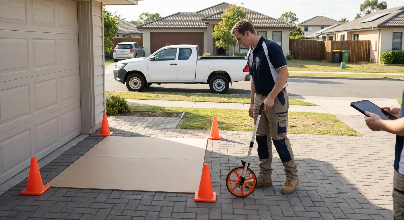 Site assessment for dumpster placement showing clearance requirements in Richardson, TX