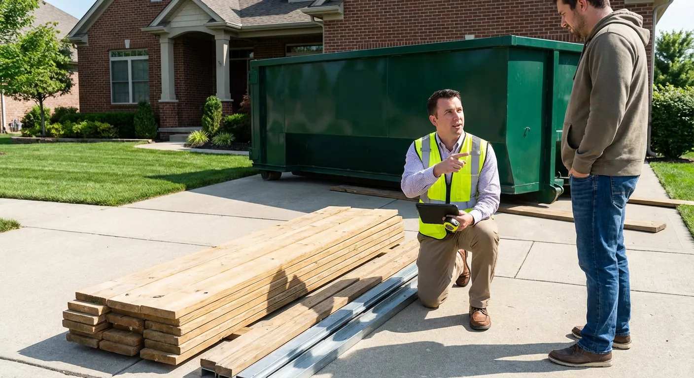 Dumpster rental delivery truck in Richardson