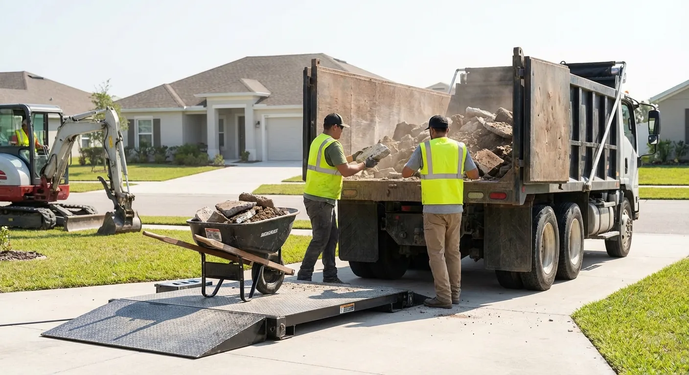 Heavy debris dumpster loaded with concrete in Richardson, TX