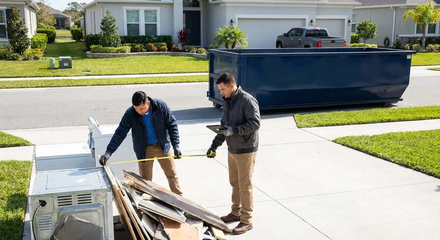 Concrete dumpster rental delivery truck in Richardson, TX